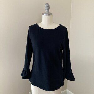 Kate Spade New York - Broome Street Black 3/4 Sleeve T-Shirt with Peplum Detail